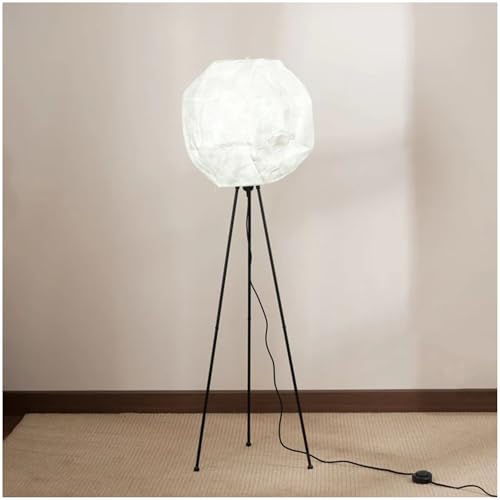 Image of FIG Living Luna Floor Lamp (Off White) | 140 cm Tall Standing Lamp | Handcrafted Lampshade with Knock Down Tripod Stand | Best for Home Decor, Living Room, Cafe & Restaurant | No Bulb