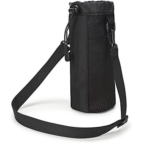 Selighting Outdoor Sport Water Bottle Kettle Carrier Bag with Adjustable Shoulder Strap Tactical Military 1000ml Water Bottle Holder Pouch for Camping Hiking Running Black Cover