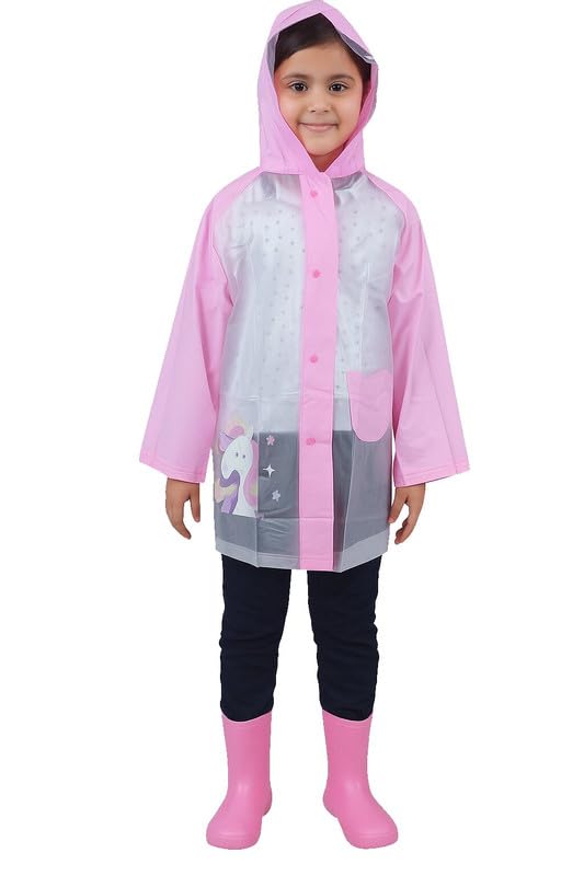 Image of Kids Waterproof Long Raincoat for Boys & Girls | Lightweight Hooded Rainwear with Pockets | Full-Length Rain Coat for School, Travel & Outdoor Use