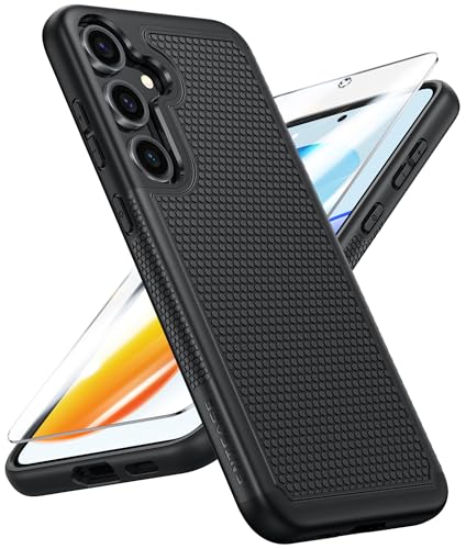 FNTCASE for Samsung Galaxy S25-Plus Case: S24-Plus Dual Layer Heavy Duty Cell Phone Protective Cover Shockproof Rugged with Non-Slip Textured - Military Drop Protection Bumper Tough - 6.7 inch (Black)