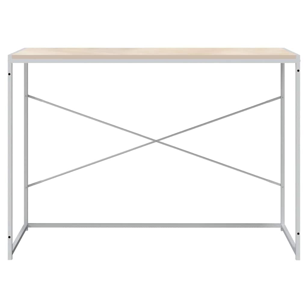 Biurko komputerowe białe i dębowe 110 x 60 x 70 cm, drewno wielowarstwowe