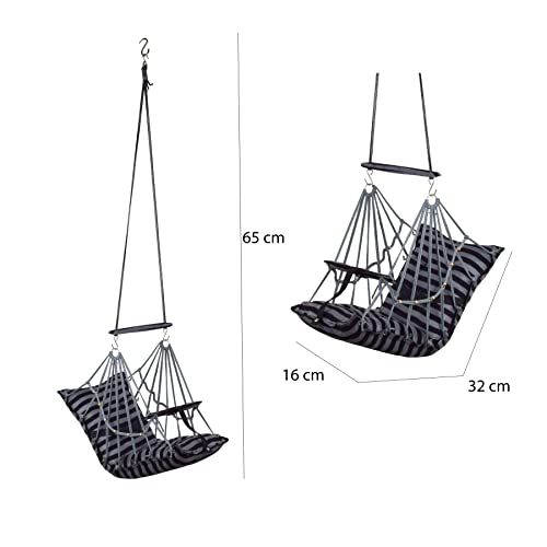 Image of Cotton Swing Chair for Kids Baby's Children Folding and Washable1-3 Years with Safety Belt /Home,Garden Jhula for Babies|Swing for Kids | Seat and Back Side 16x16 inch