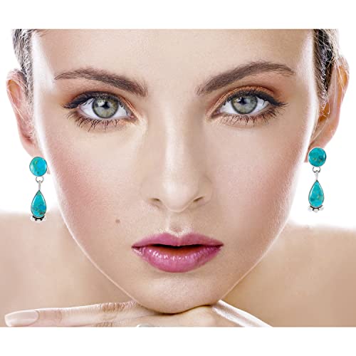 Turquoise Earrings 925 Sterling Silver & Genuine Gemstones (Choose Color)2
