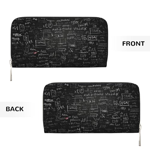 Blackboard Wallpaper Printed Zip Around Long Wallet For Women Men Pu Leather Clutch Purse,Card Holder, Coin Pocket Stylish Travel Leather Billfold For Daily Use & Gifting3