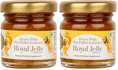 Image of Shiva Organic Honey With Bee pollen Enriched Royal Jelly 5000mg Natural Dietary Supplement (50 g) (Pack of 2)