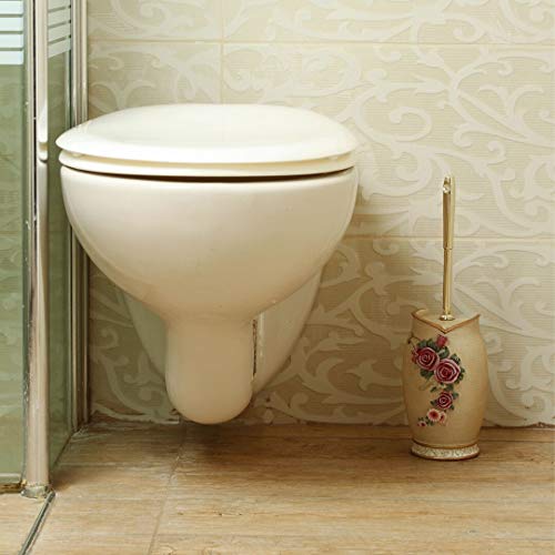 Glarcy Toilet Bowl Brush and Holder - Strong Bristled Cleaner Brush with Holder - Luxury Hand Painted Toilet Decor