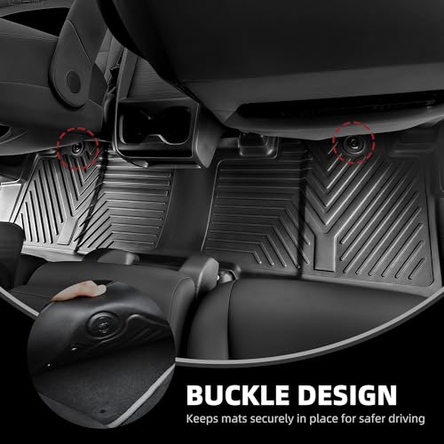 Image of YITAMOTOR Floor & Cargo Mats Fit Honda Odyssey 2018-2026 Mini Passenger Van | All Weather TPE Car Floor Liners,Durable Anti-Slip Accessories, 1st & 2nd & 3rd Row & Cargo Liner, Black