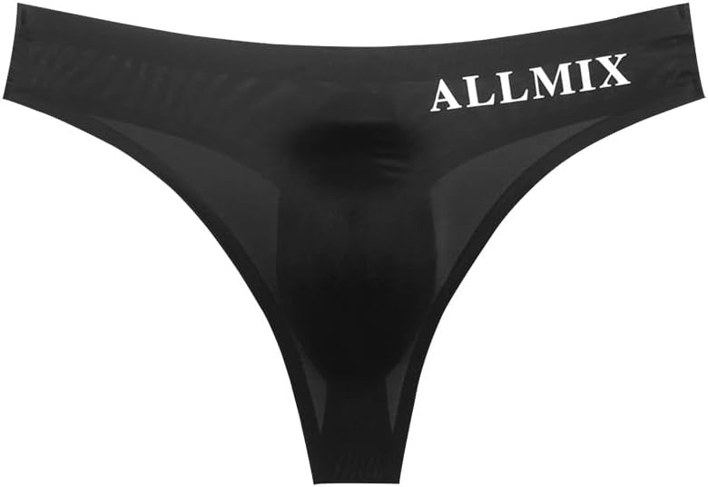 Men's Brief Underwear Ice Silk See Through Sexy Underpants Sports Letter Thong Underwear Seamless Thong Bikini