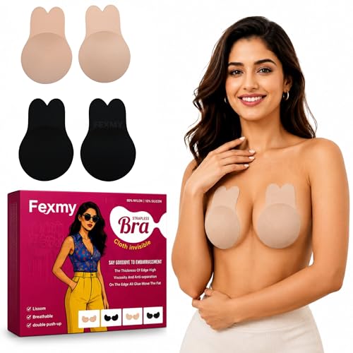 Image of Women's & Girl's Strapless Push Up Wire Free Stick On Invisible Bra, Sticky Liftup Silicone, Stick on Bra for Backless Dress Free Size B Cup