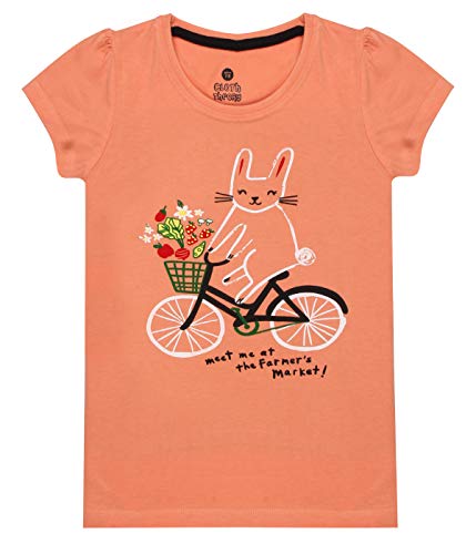 Image of Clotth Theory Girls Super Combed Cotton Regular Fit Round Neck Printed Short Sleeve Tshirt -Combo Pack of 5
