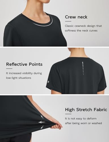 baleaf Women's Running Shirts Short Sleeve Workout Athletic Tops Moisture Wicking Quick Dry Exercise Hiking UV Sun Shirt4