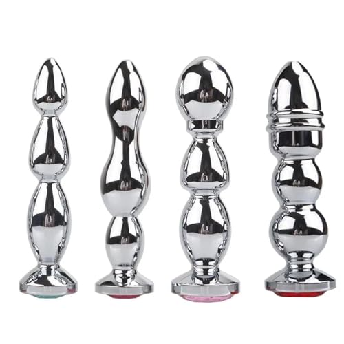 Plug anal en métal et perles BDSM pour massage de la prostate - 3