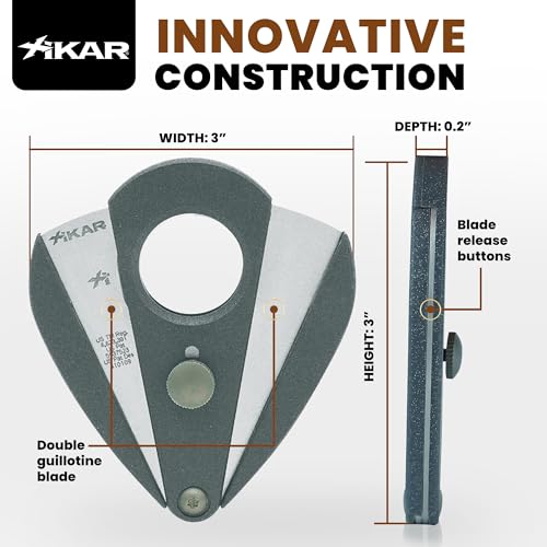 Xikar Xi2 Cigar Cutter - Precision Double Guillotine Cigar Snipper with 440 Stainless Steel Blades, Granite Gray | Rockwell C Rated 54 to 60 Ring Gauge Cigar Clipper - Ergonomic Teardrop Design - Thumbnail 5