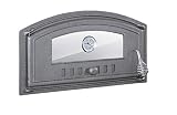 BBQrolling Pizzaofentür Premium 490x280 Backofentür aus Gusseisen mit Glas + Thermometer Offentür Brotofentür/Links/