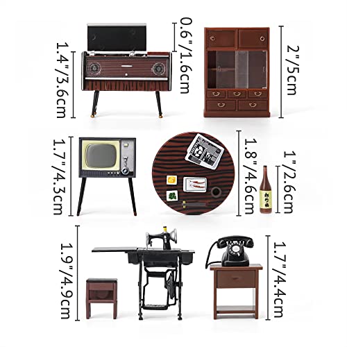 Odoria Escala 1/24 Miniaturas Móveis Vintage para Sala de Estar Acessórios da Casa de Bonecas