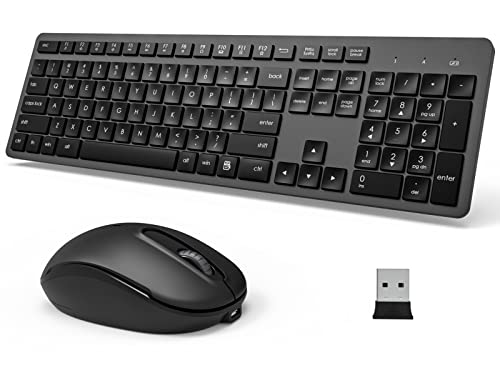 Wireless Keyboard And Mouse Combo, 2.4G Usb Full-Size Wireless Mouse And Keyboard Combo, External Silent Computer Cordless Keyboard Mouse Set Numeric Keypad For Laptop Pc Windows Mac Desktop (Black) #TOP4