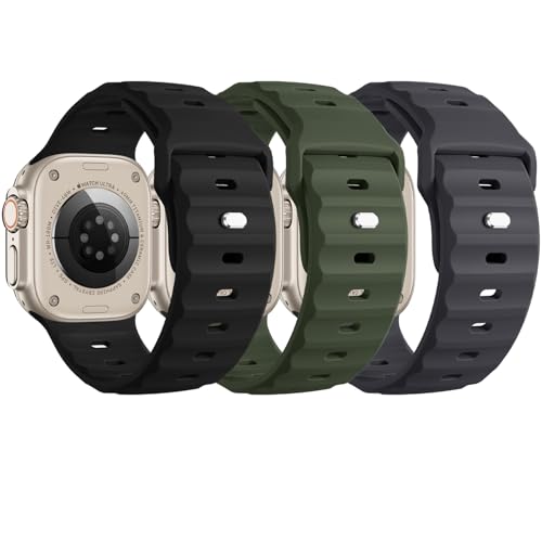 Compatible with Apple Watch Ultra 2 Band/Ultra Compatible for Apple Watch Band for Men 49mm 45mm 44mm 42mm Soft Silicone Wristband Replacement Strap for iWatch Bands Series 9 8 7 6 5 4 3 2 1 SE