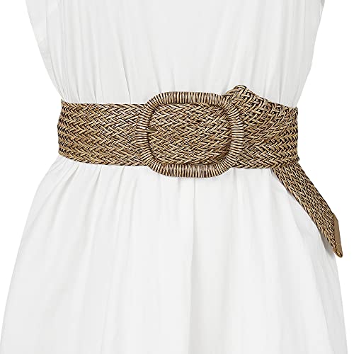 Allegra K Women Wide Waist Belts Braided Woven Belts for Dress Chunky Buckle4