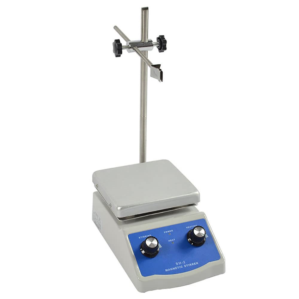 Heizplatte Magnetrührer, Rühren Mischen und Erhitzen,mit Magnetrührstäbe, Zwei Bedienelemente, 1 Rührstab, Rührmenge 500ML, 380°C, 180W SH-2