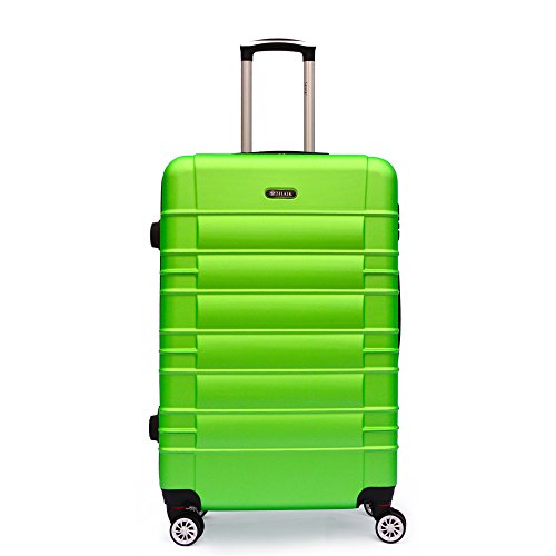 Preisvergleich Produktbild SHAIK SerieCLASSIC JFK Design Hartschalen Trolley, Koffer, Reisekoffer 4 Doppelrollen Zwillingsrollen, Zahlenschloss (Großer Koffer, Grün)