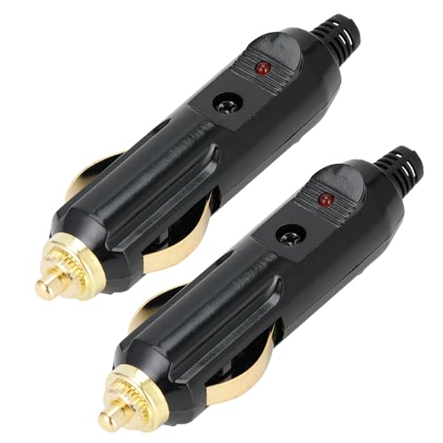 Lot de 2 Prises Mâles Allume Cigare 12V 24V, Fiche Mâle 20A avec Voyant LED, pour Inverseur de Onduleur Voiture, Glacière Électrique, Pompe à Air, Camion, Bateau, 2 Pièces