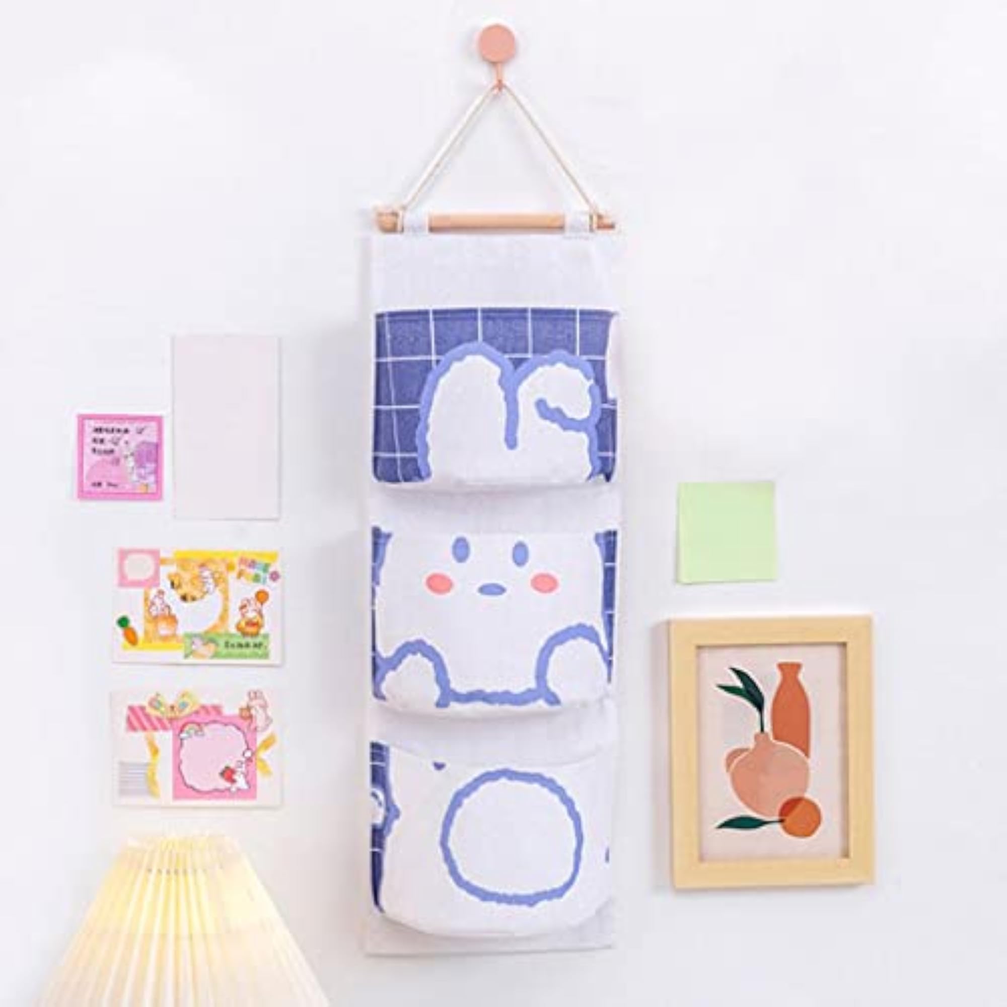 Wall Hanging Storage Bag 3 Pockets Organizer for Home Rabbit