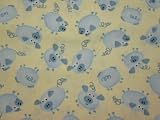 Pigs Cute Piglets Pig Pastels Blue Yellow Cotton Fabric Fat Quarter Fabric