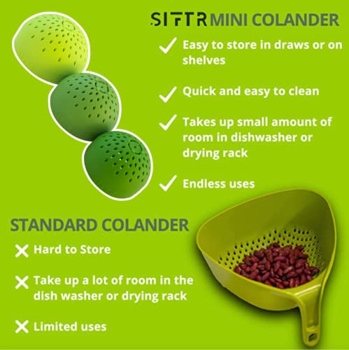 Siftr (Grey) Nesting Can Strainer Mini Colander Set - Space Saving Small Colanders And Strainers - Multi Use Kitchen Gadget - Silicone Can Strainer #TOP2