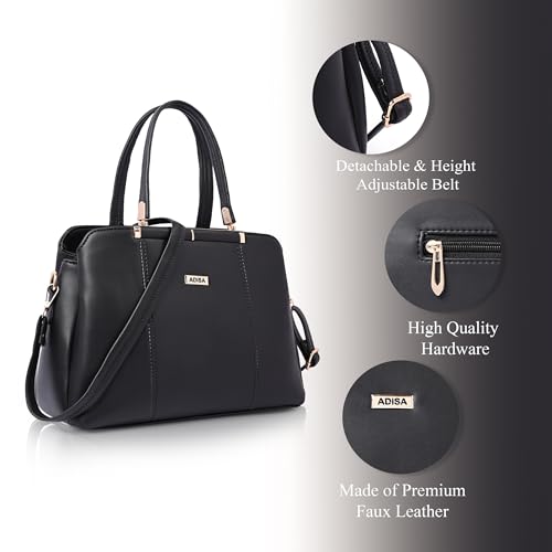 Image of ADISA two tone handbag 3 compartments shoulder bag for women and girls with sling belt (AD4084)