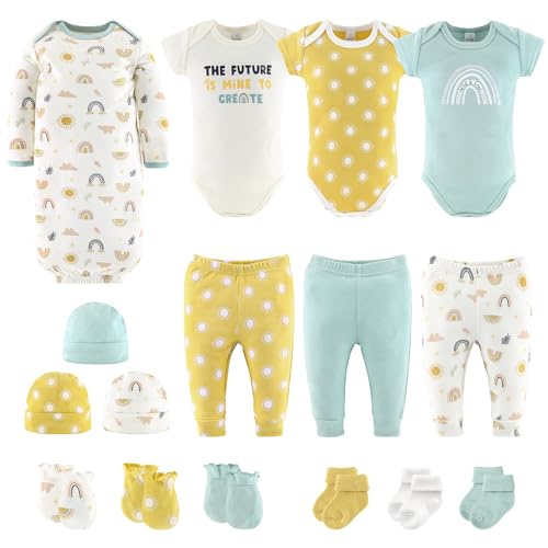 Image of The Peanutshell Newborn Clothes & Essentials, 16 Piece Unisex Baby Layette Gift Set, 0-3 Month Outfits