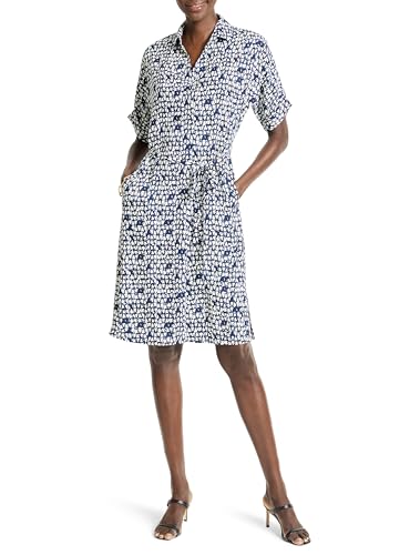 NIC+ZOE Women's Etched Angles Belted Devon Dress