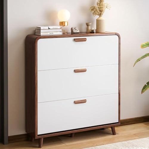 Armoire à Chaussures Miroirs Rabattables Design Épuré Blanc 17cm - 2