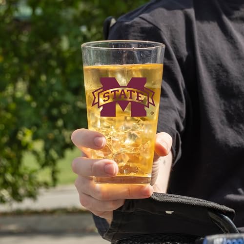 Image of Logo Brands NCAA 16 oz Pint Glass - Durable Glass With Bold Team Color- Chip-Resistant Rim Drinkware For Fans, Tailgates, Home Bars & Everyday Use