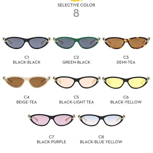 willochra Retro Oval Cat Eye Sunglasses for Women Vintage 90s Small Cute Oval Shape Black Sun Glasses4