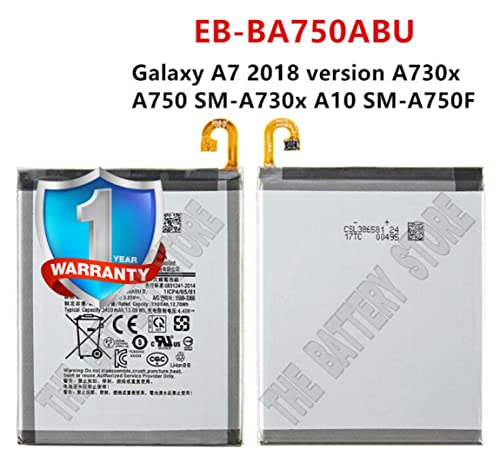 Image of THE BATTERY STORE Original EB-BA750ABU Battery 3300mAh for Samsung Galaxy A7 [2018] / A10 SM-A750 SM-105F5F / SM-A730X / A730X / A750 Battery with 1 YEAR Warranty (for Samsung Galaxy A10, M10, A7, 2018 Version)