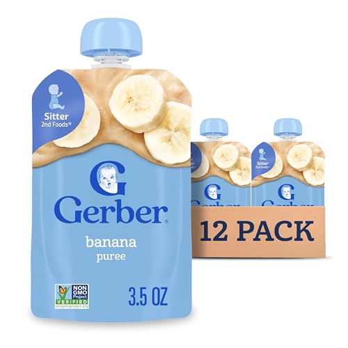 15% coupon - ★Gerber Stage 2 Baby Food, Banana Puree, 12 Pouches