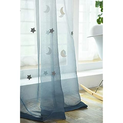 Cortina Lactraum bordada estrella y luna azul gradiente voile 200 x 245 cm Cover