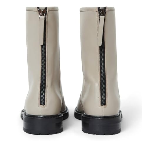 XYD Women Girls Combat Boots Lug Sole Stacked Chunky Heel Front Lace Up Back Zipper Flat Ankle Booties Fashion Walking Daily Shoes2