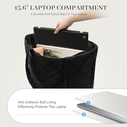 Sac Cabas Matelassé Femme avec Compartiment Ordinateur Idéal Travail