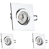 LEDANDO 3er Einbaustrahler Set für Spanndecken Chrom 7W DIMMBAR COB LED GU10 Deckenstrahler - Spots - Deckenspots - Deckspot