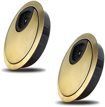 WJUAN 2 Pcs High End Desk Caps 59 mm | Cord Hole Cover Organizers for Desks, Office & Worktops | Color: Black | Material: Zinc Alloy (Bronze)