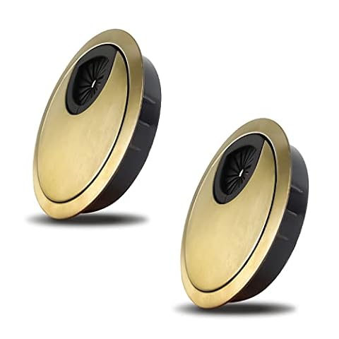 WJUAN 2-częściowy zestaw kablowy Noble 60 mm | Pokrywa otworu na kable do biur, biur i blatów roboczych | Materiał: stop cynku (brąz)