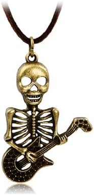 Skeleton Playing Guitar Pendant Necklace M. by Preciastore