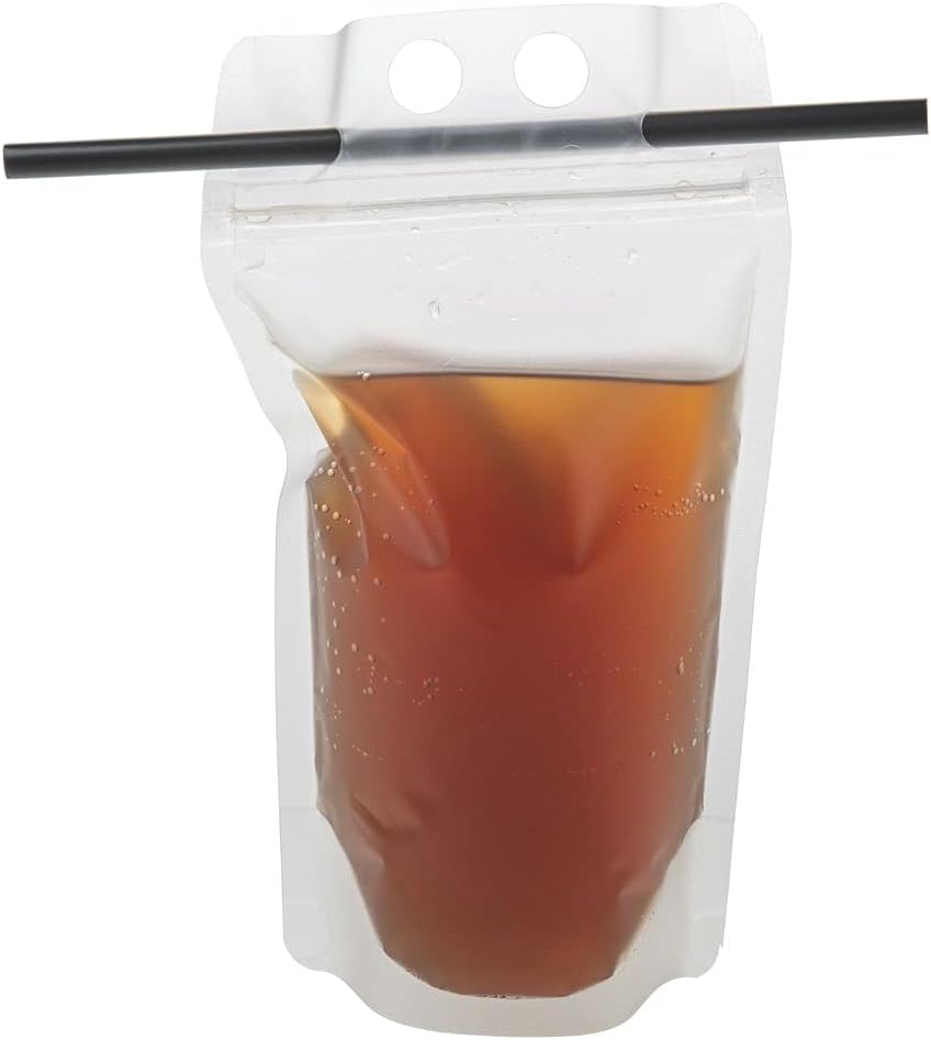 TableCraft 10682 Translucent 16 Ounce To-Go Beverage Pouch- 100 / PK