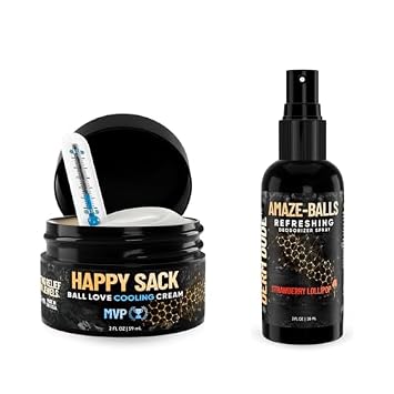 Derm Dude Below-the-Belt Deodorant Bundle | Happy Sack Anti-Chafing Cream 2oz + Amaze Ball Deodorant Spray 2oz | Groin & Sack Odor Control, Sweat Protection, Talc-Free, Aluminum-Free with DeoPlex & Al