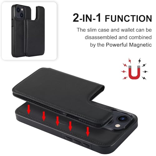 Coque pour iPhone 13 en cuir PU premium détachable et magnétique - 3