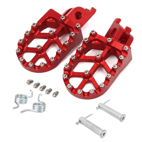 CNC-gefräste Motorrad-Fußrasten Für YAMAHA YZ 85 125 250 YZ250F YZ426F YZ450F WR250F WR400F WR426F WR450F Fußrastenpedale(Red With Pin)