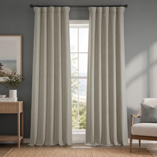 Image of Faux Linen Curtains for Living Room (1 Panel) - 50W X 120L, Oatmeal