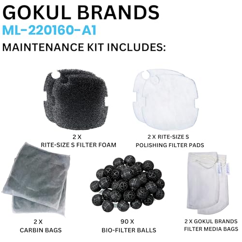 Image of Magniflow 220 /160 Canister Filter Rite-Size S Replacement Filter Media Kit, Including Gokul Brands Mesh Bags(Filter Media Balls, Carbon Bags, Polishing Pads, Filter Foam)