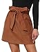 KANCY KOLE Courderoy Skirt for Women Casual Empire Waist Skirts with Pockets Fashion Club Skirts Rust Brown